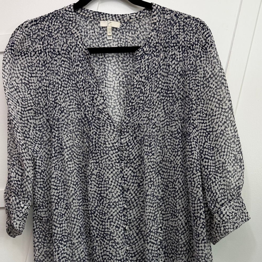 Joie Black and White Abstract Blouse